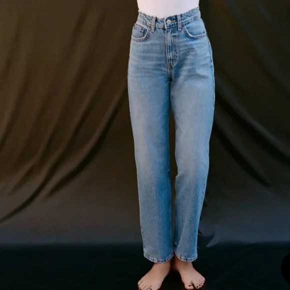 ZARA High Waist 90s Vintage Jeans Mom Fit Jean Classic Blue Denim Women's Jeans - Picture 12 of 12